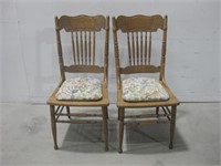Two 18"x 16"x 38" Vtg Wood Chairs See Info