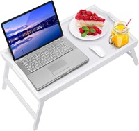 Bed Tray Table Bamboo Breakfast Food Tray with Fol
