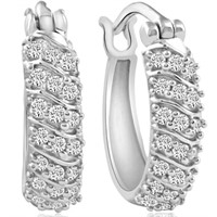 Genuine Diamond Hoops Earrings 10k White Gold