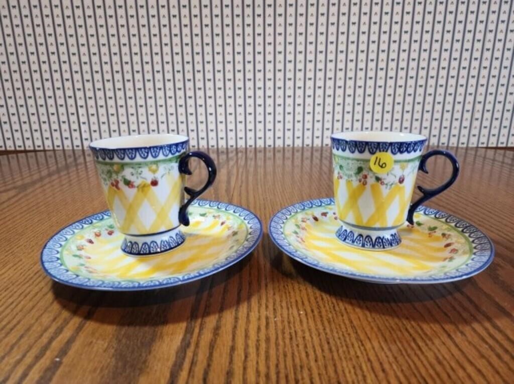 Hand Painted Cup and Sausers Set
