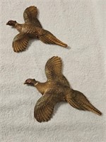 Pair of MCM Pheasants in Flight Wall Decor