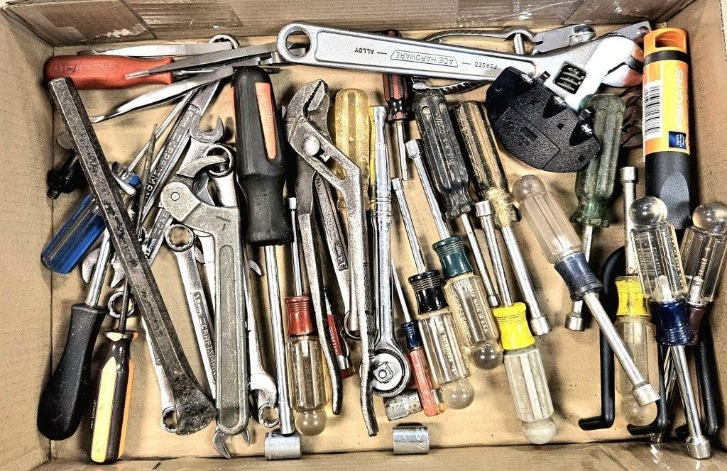 Large Tray Lot of Tools Sockets, Wrenches, Etc