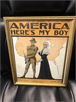 Vintage Wwi "America Here's My Boy"