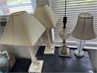 Grouping of 4 lamps- one is missing plug