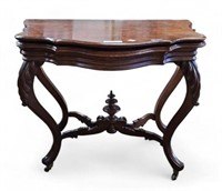 Antique Walnut Carved Game Table.