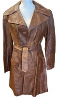 Vintage Brown Leather Coat