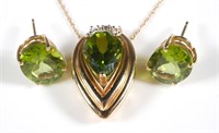 14K GOLD PERIDOT DIAMOND SET