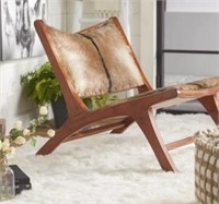 Uma Teak Cow Hide Lounge Chair