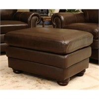 Abbyson Living Bronston Leather Ottoman in Brown
