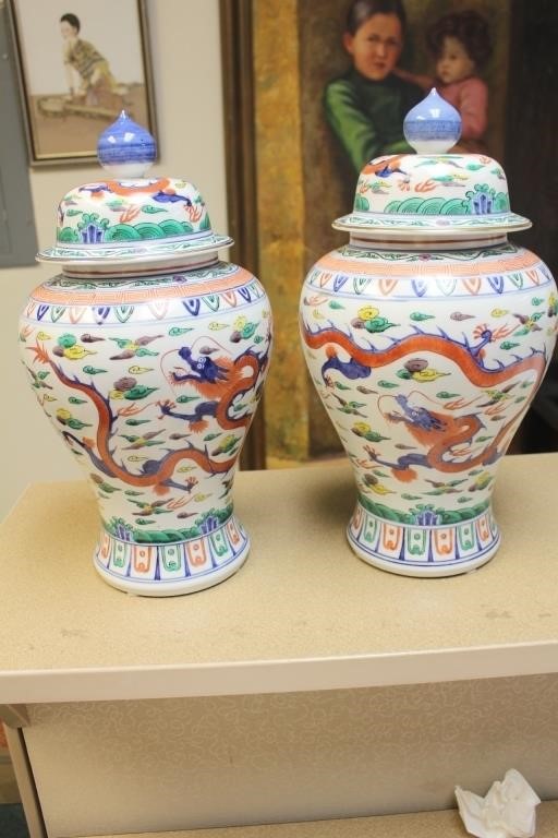 Pair of Signed Chinese Ginger Jars