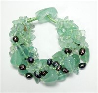 Sajen jade bead and black pearl 7" toggle clasp