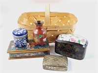 Jewelry Boxes & Vase: Cloisonné, Lacquer