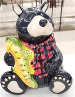 Black bear with Trout cookie jar