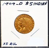 1909-D 5.00 Indian Head Gold Coin
