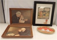 CAMPBELL SOUP FRAMED PRINT & TRAY AND (2) FRAMED