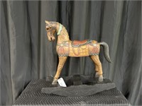 WOODEN HAND CARVED ROCKING HORSE