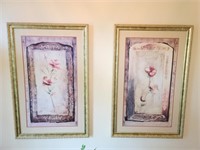 Stunning Pair of Gold Framed Rose Prints