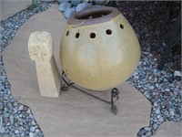 Pot, Stand, & Pumice Sculpture