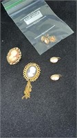 Cameo pins earrings