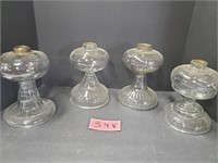 Lot of 4 Oil Lamp Glass Bases