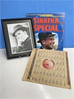 Framed Frank Sinatra Picture, 2 Albums & 1 - 78