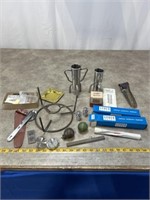 Assortment of scientific tools, thermometers,