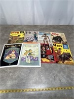 Mostly vintage magazines and Time magazine with