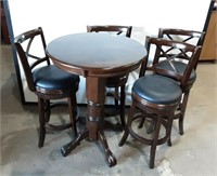 NEW BAR TABLE WITH 4 LEATHER SEATS  - 42" TALL