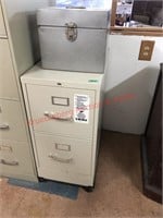 2 drawer metal filing cabinet w/wheels