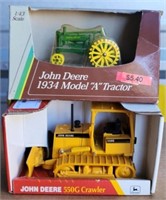 Two Ertl John Deere Die Cast Farm Toy Replicas