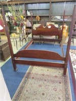 ANTIQUE MAHOGANY CANOPY BED-AS IS 65"T X 57"W