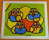 "Owls" by Norval Morrisseau, numbered print 20" x