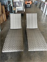 Pair of Seagrass Woven Chaise Lounge w/Wheels