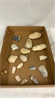 Flat of Indian artifacts