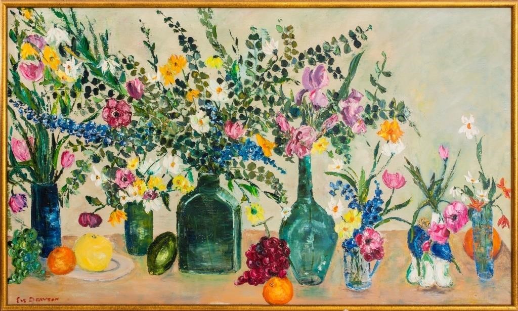 Eve Dawson Floral Still Life Scene Oil on Canvas