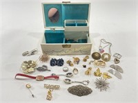 Jewelry Box Full of Costume Jewelry & (1) 925 Ring