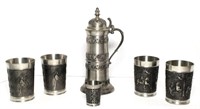 Roders Pewter Cups with Raised Design
