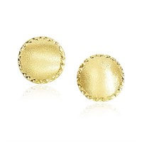 14k Gold Diamond-cut Edge Satin Finish Earrings