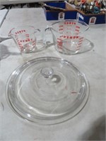 GLASS PYREX MEASURING CUPS & LID