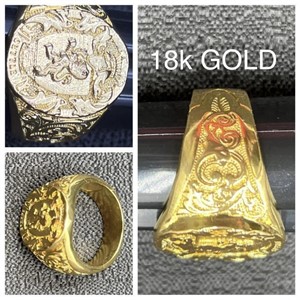 18k Gold Ring- Marked 750- OLD GOLD