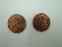 Two 1996 Pennies with the Masonic Square and