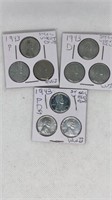 (9) PDS steel wheat pennies