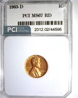1963-D Cent PCI MS-67 RD LISTS FOR$14500