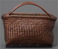 Woven Basket With Stand, Antique