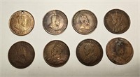 8 Canadian Large Cents