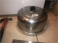 Vintage Cake Plate & Domed Stainless  Lid