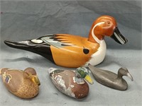 3 Vintage miniature lead decoys, and a small