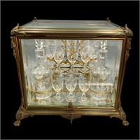STUNNING Antq French Baccarat Style Glass Tantalus