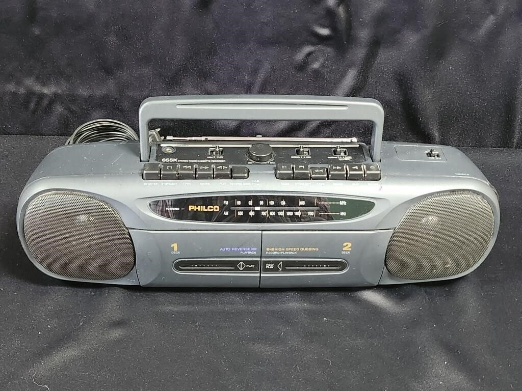 PHILCO STEREO RADIO DOUBLE CASSETTE RECORDER