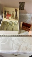 Decorative Glass Jars and  Small Cedar Box
